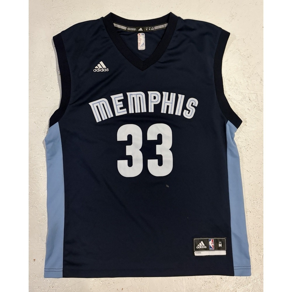 Adidas Mens M Memphis Grizzlies Marc Gasol Player Road Jersey Navy Blue NBA